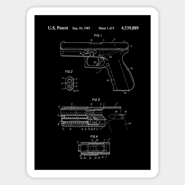 Glock Handgun Patent (white) Sticker by Big Term Designs